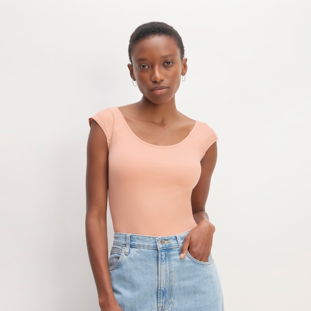 Everlane The Supima® Form Cap-Sleeve Tee Pink Base - Size S